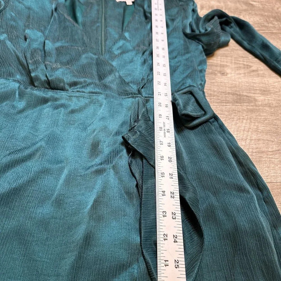 Dark Emerald Green Green & other stories Deep V-Neck Mini Dress in Size 4 - Picture 5 of 7